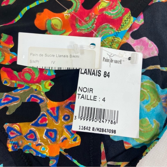Pain De Sucre black abstract colorful ruffle bikini set. L/36B - Picture 3 of 8